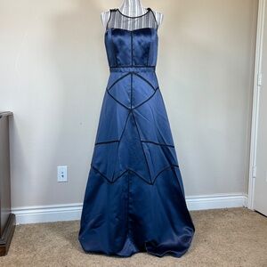 Aidan Mattox Womens A-Line Formal Maxi Dress Evening‎ Gown Sz 12 Blue Black Prom